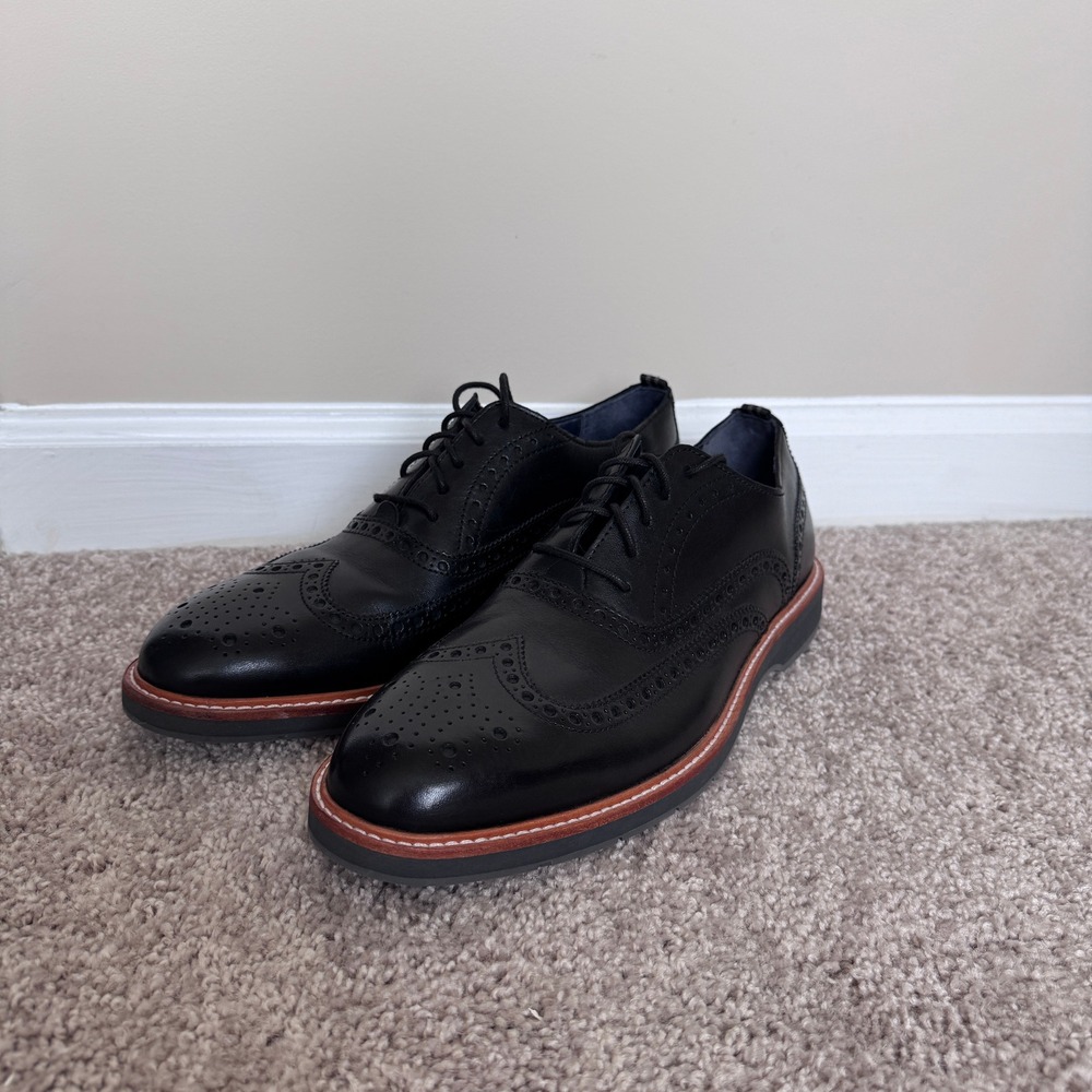 NWOT Cole Haan Grand 360 Mens Black Leather Wingtip Oxford Shoes C31444 Size 10